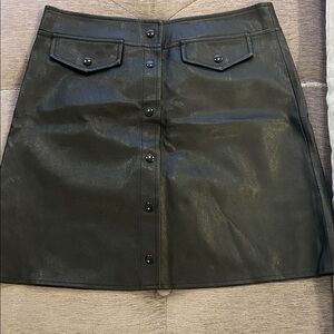 Black Button-Up Leather style Skirt
